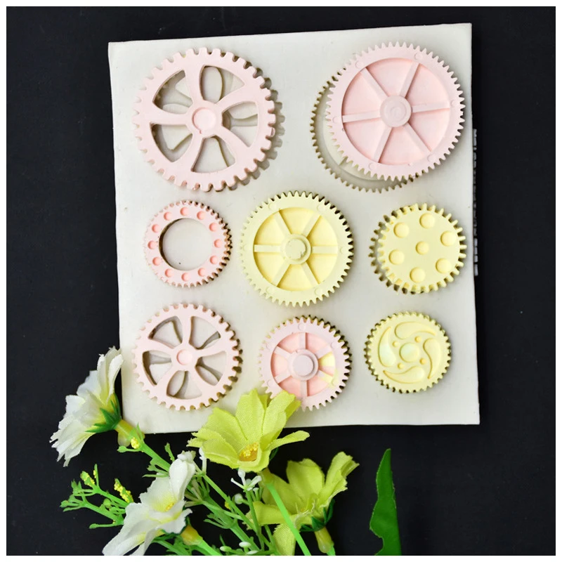 Часы шестерни помадка плесень с силикагелем резак Плесень Набор DIY молд ручной