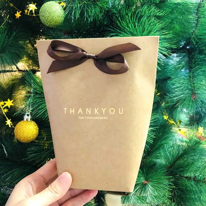 kraft paper 10 шт Черный Белый Мерси спасибо подарочная упаковка конфеты крафт бумажный мешок печенья подарочные пакеты Свадьба драги подарок для обертывания коробок поставщиков - Цвет: kraft paper