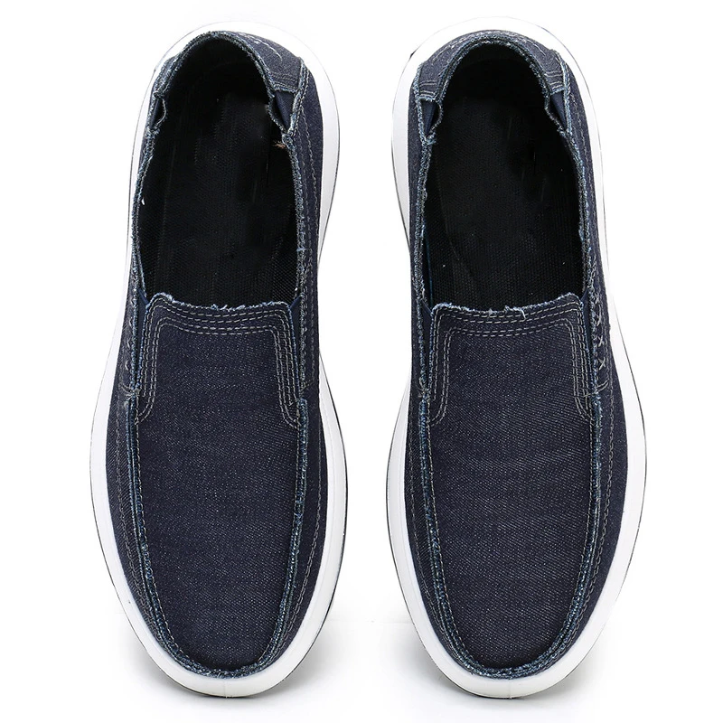 Лоферы мужские из денима Вулканизированная плоская подошва без застежки дышащие