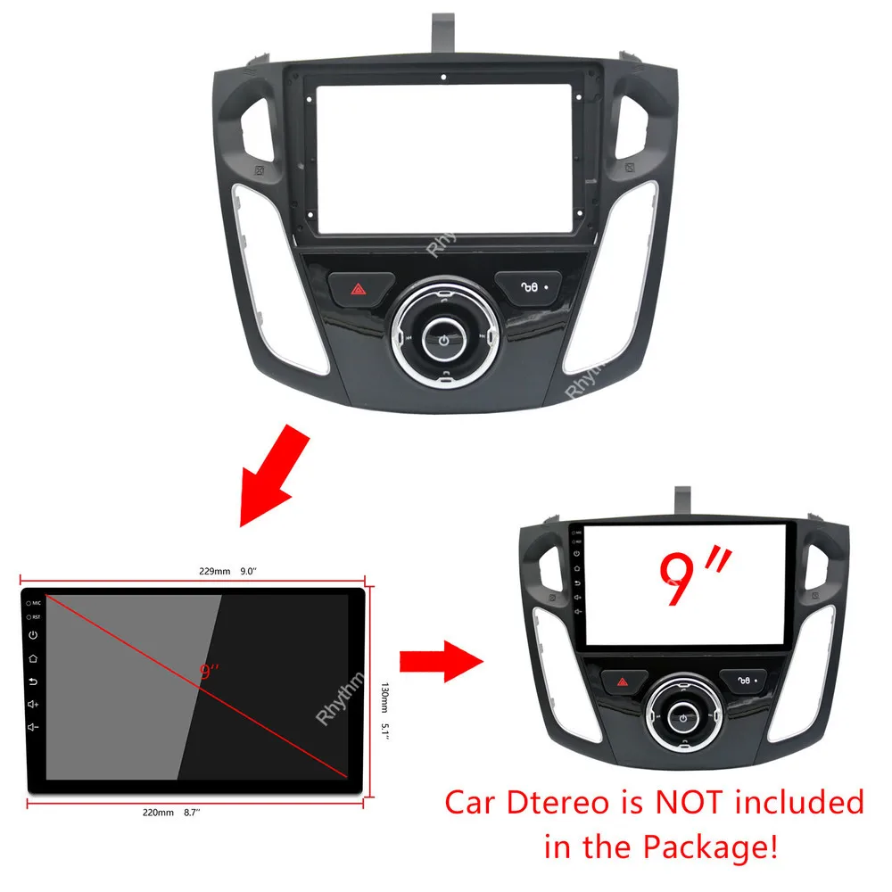 Автомобильная панель для FORD Focus 2012 2017 стерео 9 дюймов рамка автомобиля 1/ 2DIN