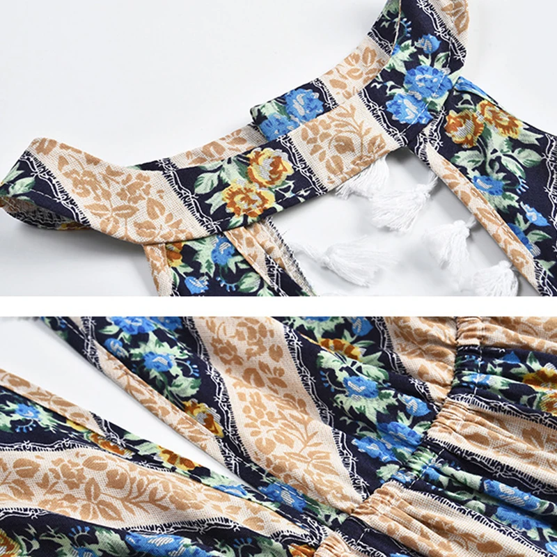 

Off-Shoulder Women Sexy Outfit Ladies Summer Vintage Halter Print Short Jumpsuit Casual Beach Short Sets For Women Vestidos 2021