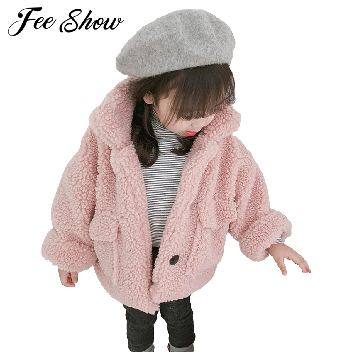 Зимние куртки для маленьких девочек пальто из овечьей шерсти Детские теплые