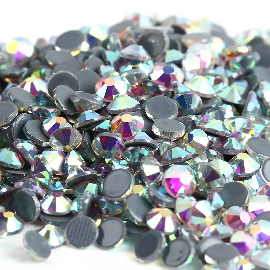 

Top Quality Crystal AB/Crystal Clear Better DMC Super Bright Glass Strass Hotfix Iron On Rhinestones For Fabric garment/Nail Art