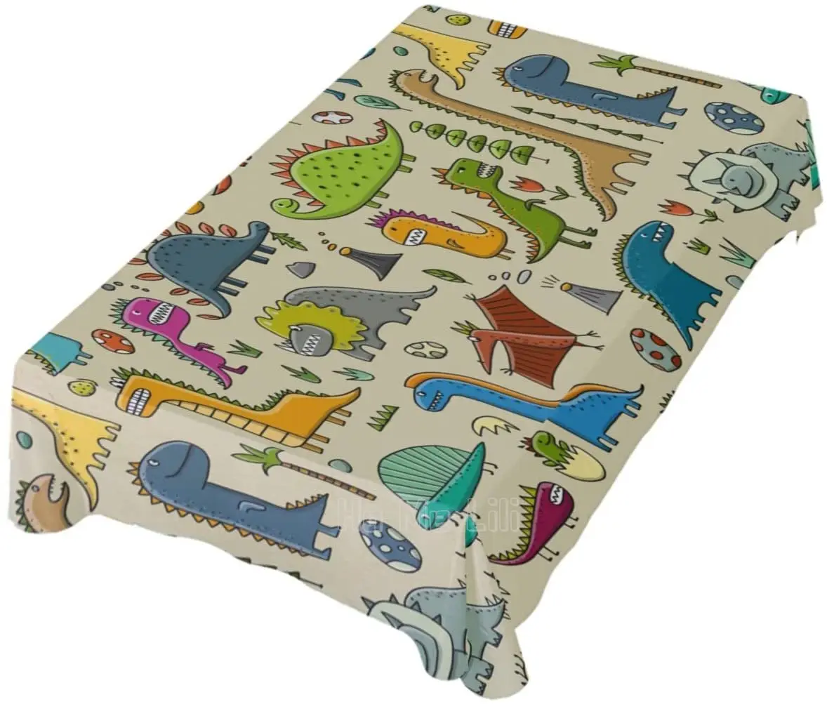 

Fun Cartoon Dinosaur Colored Tablecloth Covers Home Decor