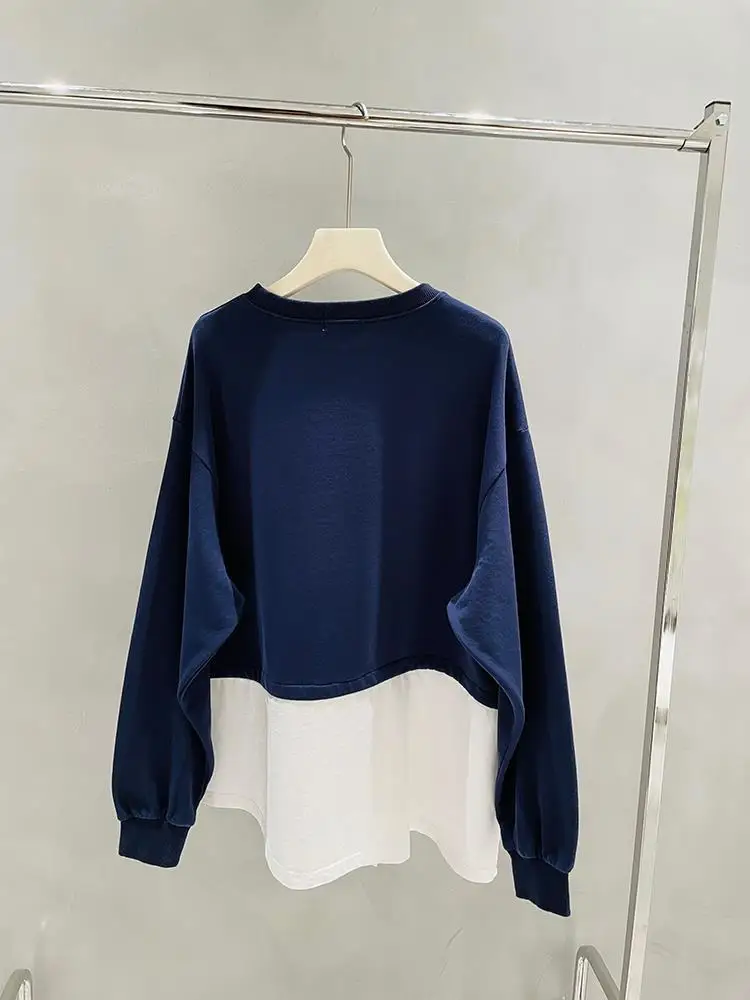 Female Oversized Sweatshirt Woman Korean Fashion Streetwear Women Pullovers Patchwork Harajuku Women Sweetshirts Ladies Tops