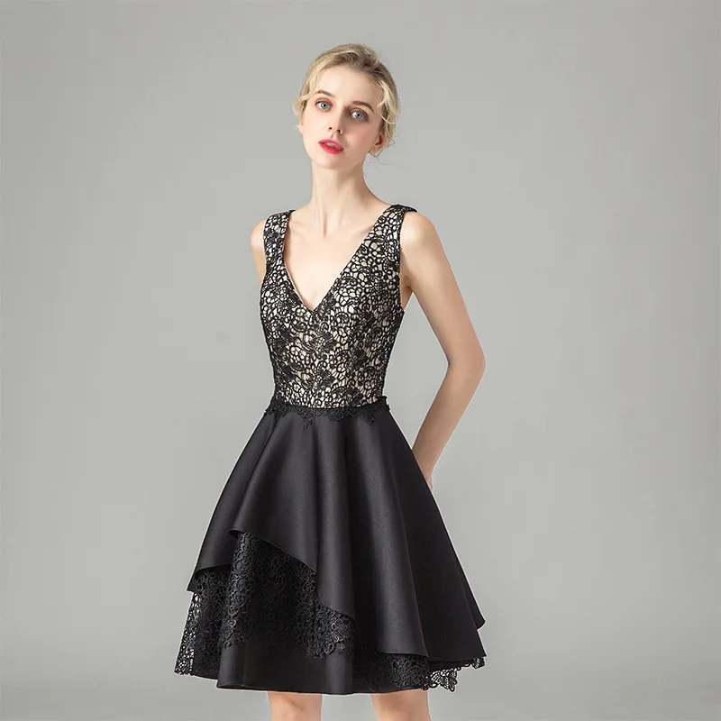 

Black Evening Dresses 2020 Short Lace Banquet Formal Occasion Party Prom Dresses Homecoming Graduation Dresses