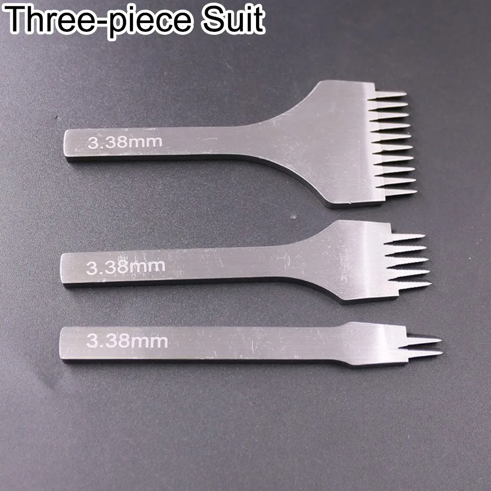 

3PCS Hole Puncher Leather Stitching Punch Tool Chisel Leather Hole Punches Tools Set DIY Leather Hand-stitched Tool