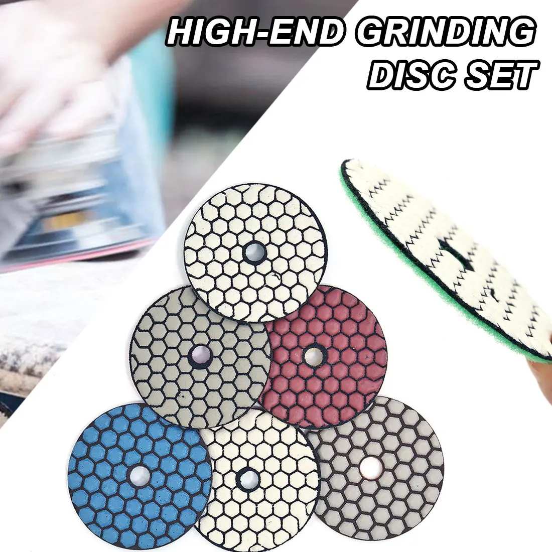

6 Pcs/Set 3"/4" Dry Polishing Pad Sharp Type Flexible Diamond Polishing Pad For Granite Marble Stone Sanding Disc