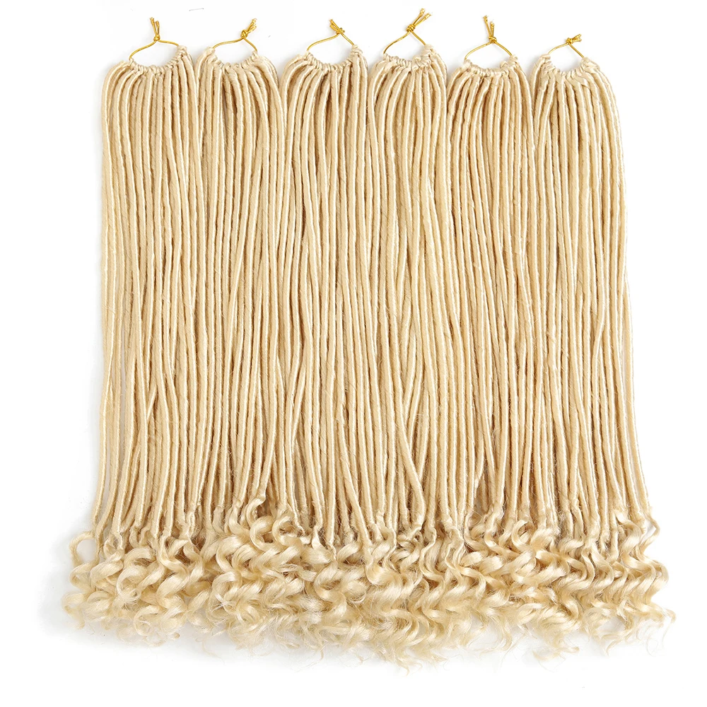 

Svolna Goddess Blonde Faux Locs Crochet Hair 20 Inch Synthetic Braiding Hair With Curly Ends Braids Extensions For Women