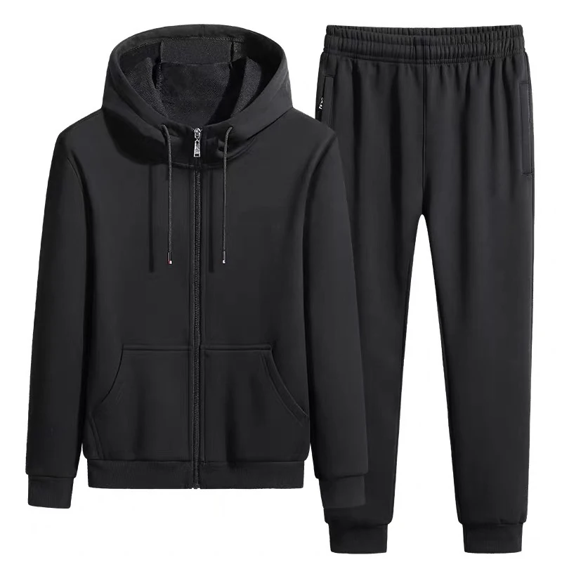 

Men'sTracksuitMen2PieceSet2020WinterSolidSportswearSweatshirtSweat pants Jogging Cotton Tracksuit For Men