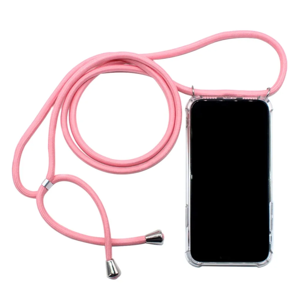 Pink Для iPhone 11 Pro Max i6 i7 i8 Plus X XS XR XS Max простой модный прозрачный с ремешком на шнурке через плечо Регулируемый Чехол - Цвет: Pink