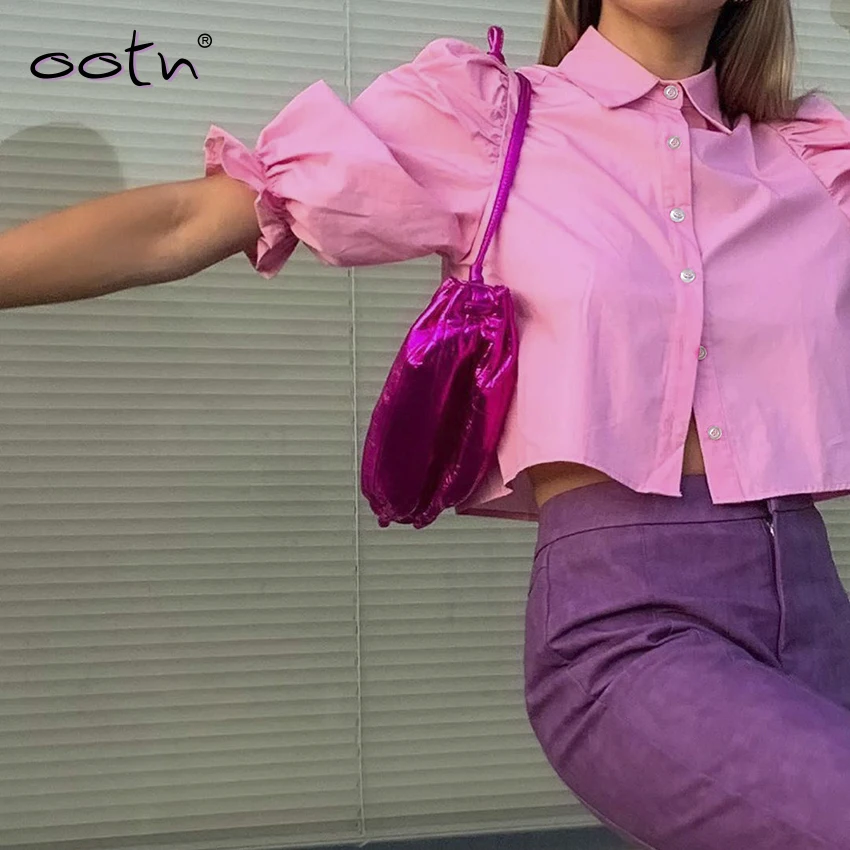 Рубашка женская с коротким рукавом и отложным воротником | Женская одежда