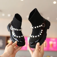 girls princess boots kids single boots autumn children pearl boots korean kids knit set foot sweet for party school shoes chic