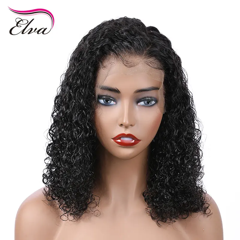 Elva волосы короткий Боб кудрявые 13х6 кружева передние человеческие парики