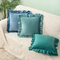 45x45cmx2pcs cushion cover velvet decoration pillows for sofa living room car lotus lace solid color pillowcase home decor