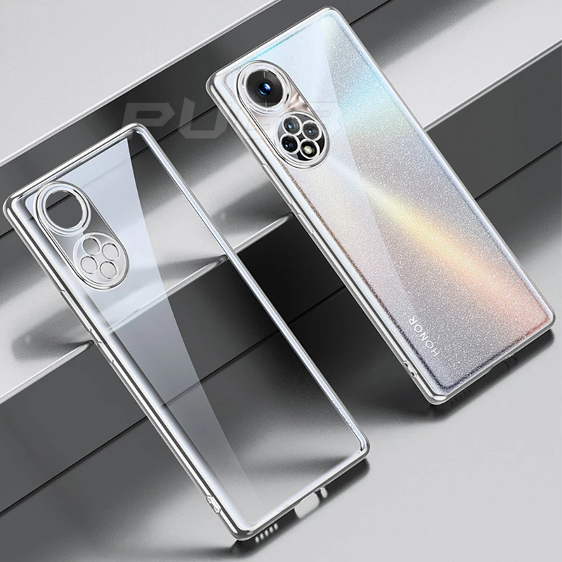 

Luxury Ultra-thin Transparent Plating Frame Soft Silicone Case for Honor 50 Honor50 Pro Camera Protector Shockproof Clear Cover