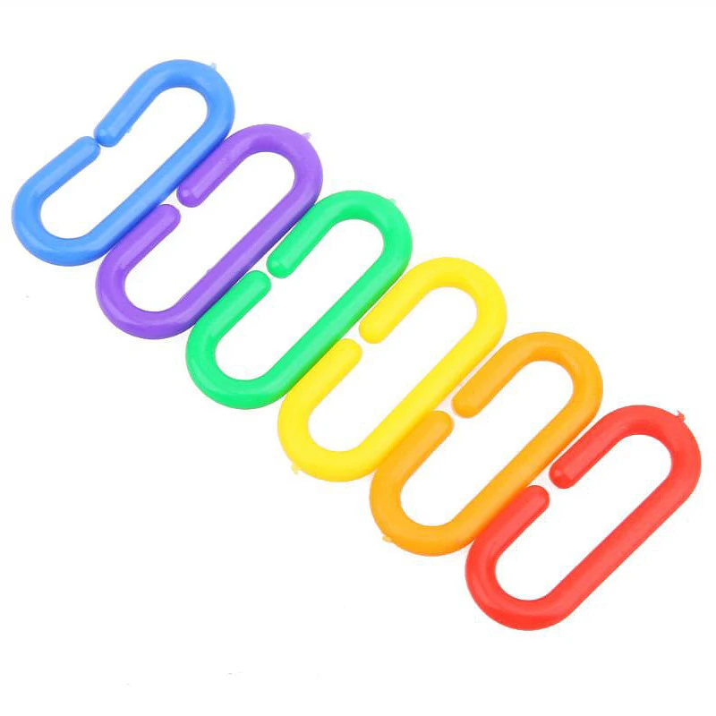 

100Pcs/Set Plastic C-Clips Hooks Chain Links DIY for Rat Parrot Bird Bite Chew Toy Bird Cage Accessories Parrot Bird Toy Parts