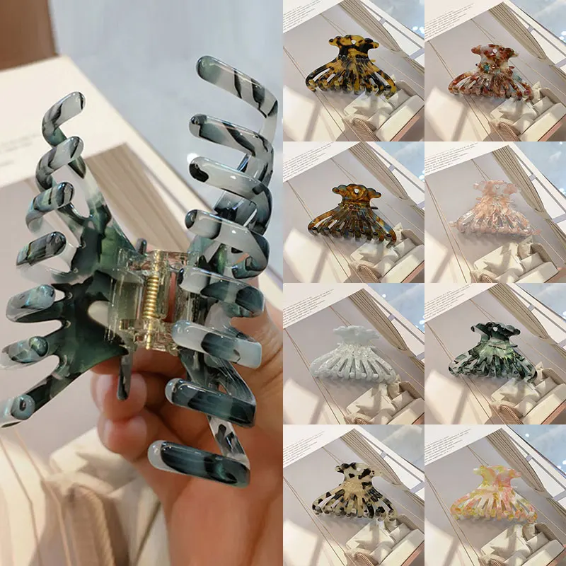 

Vintage Acrylic Hair Claws Hair Clip Korean Women Big Geometric Hairpin Acetate Large Hair Claws Headwear Hair Accessories