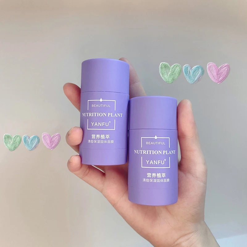 Зелёный Чай Очищающий однотонный маски Баклажан очистки палочки пластилина