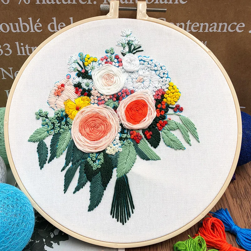 Европейский Набор для вышивки сделай сам с цветами и обручем начинающих шаблон