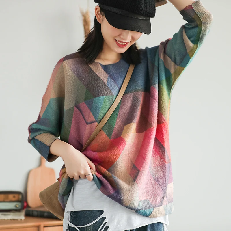 Johnature Women Pullover Sweaters Sweet Soft Cloths 2019 Autumn New Long Sleeve O-Neck Mori Girl Vintage | Женская одежда