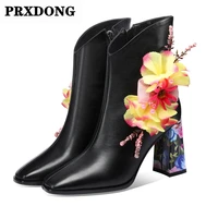 new brand 2020 autumn winter women ankle boots sexy high heels round toe shoes woman black red dress party wedding short boots