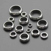 50pcs stainless steel big hole spacer ring european beads fit 22 534568mm leather cord bracelet diy jewelry making z417