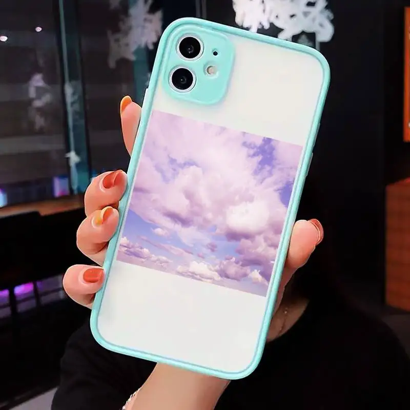

Sweet sky pink Cloud Great art printing Phone Case For iPhone 12 11 Mini Pro XR XS Max 7 8 Plus X Matte transparent blue Cover