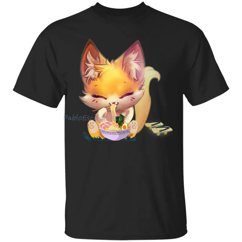 Рамен японская лапша Kawaii аниме Кошка Подарки Черная футболка m-xxxl Diy Prited |