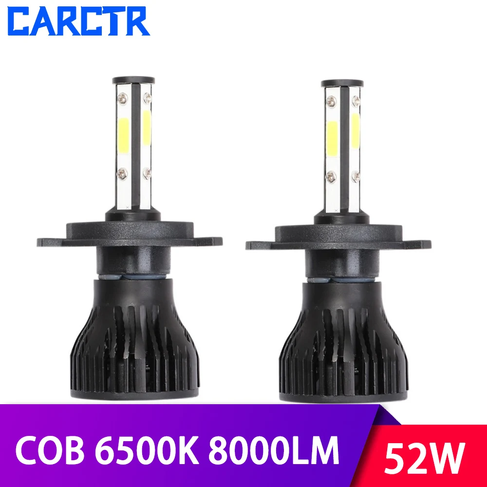 4 сторонняя светодиодная фары для автомобиля H4 Led H7 лампы H11 H9 H8 9003 9007 12V 6500K 8000LM COB 52