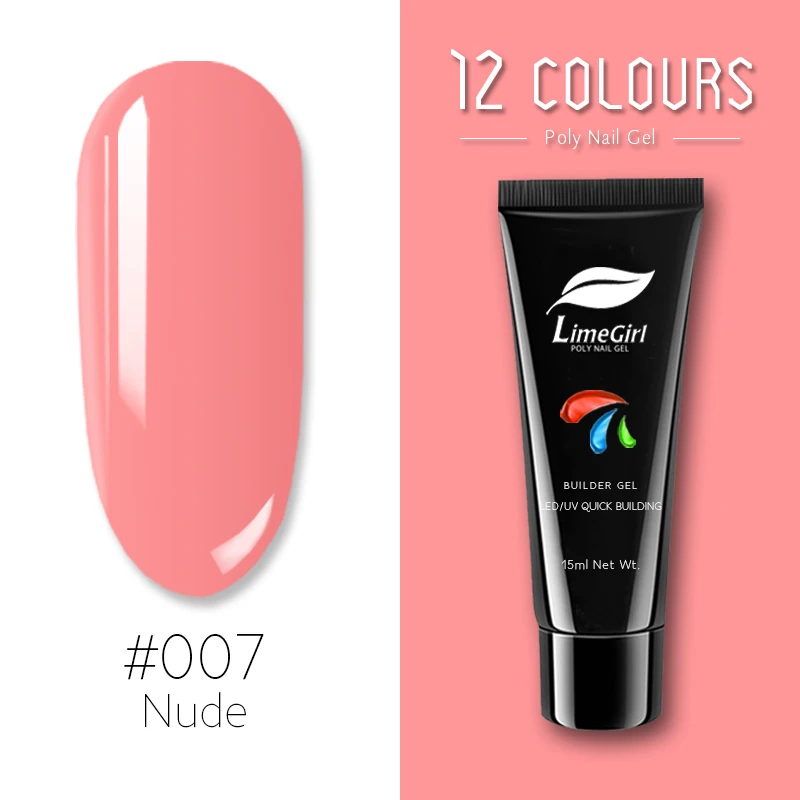 007 Limegirl, быстрое наращивание ногтей, полигелевый Светодиодный УФ-лак, прозрачный розовый лак для ногтей, Набор для творчества, твердый гелевый полигель - Цвет: 007