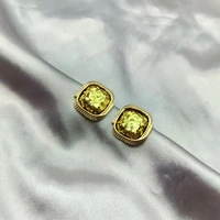 luxury yellow large gold plated stud earrings for women ear designer jewelry gorgeous bridesmaid wedding gift accessories new