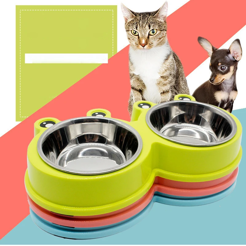 2019 лягушка Форма Non slip Pet Нержавеющая сталь чаша Пластик Два в одном миска для