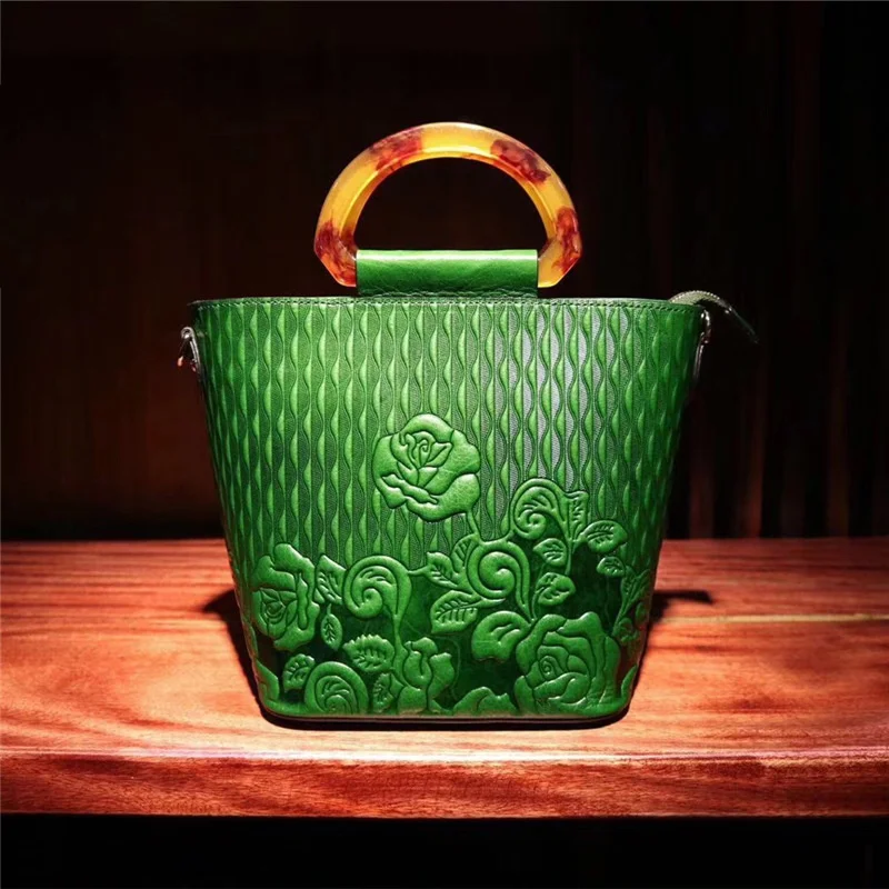 

Новинка 2021, модная кожаная женская сумка Pijushi, женская сумка в китайском стиле, сумка-мешок из чистой кожи для мам