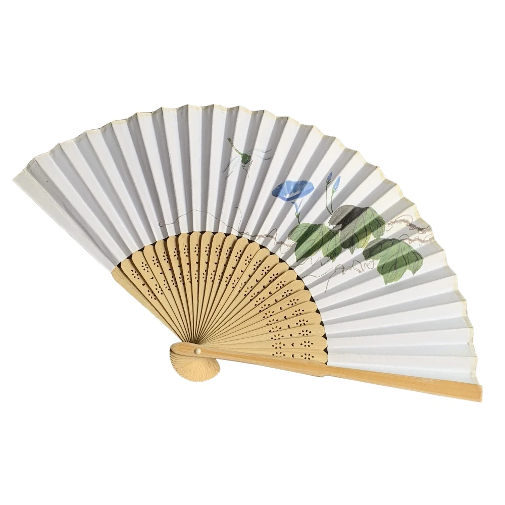 

1PC Chinese style bamboo frame hand held folding paper fan pocket gift fan home decorations and party suppliers
