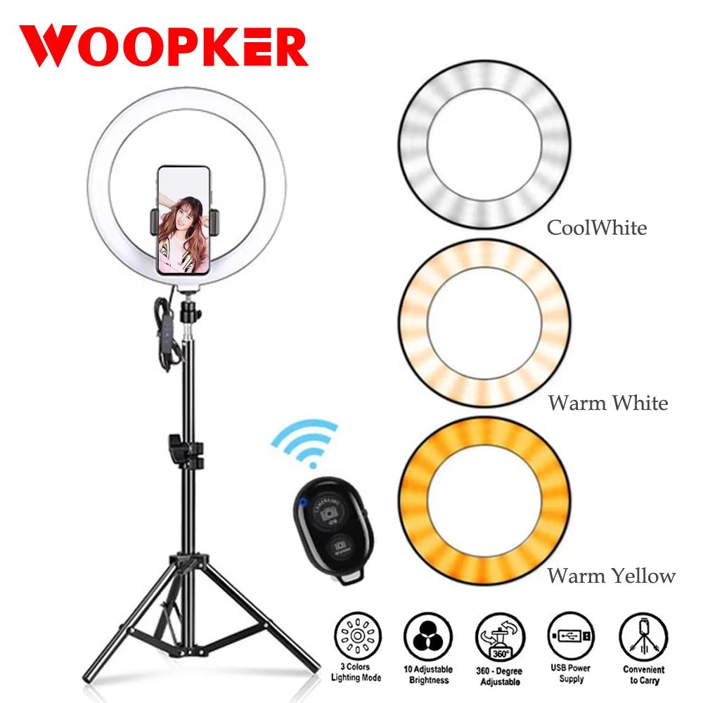 Светодиодный кольцевой светильник для селфи 10 дюймов со штативом и держателем