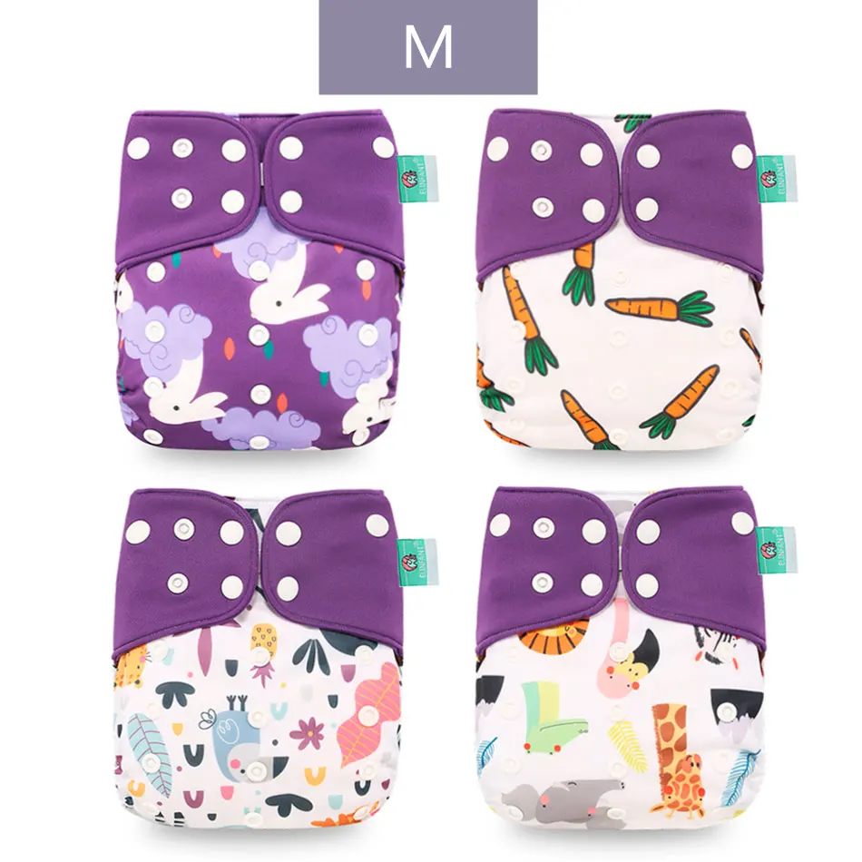 ES060-M-clothdiaper Elinfant Эко-дружественных пеленки 4 шт./компл. моющиеся кофе сетчатая ткань с ромбовидным узором регулируемые подгузники многоразовые тканевые подгузники с карманами - Цвет: ES060-M-clothdiaper