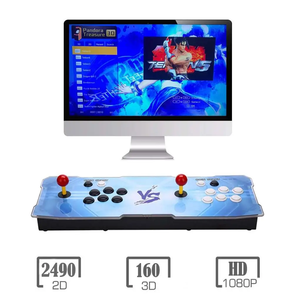 Blue VS 3D Pandora игровой автомат | 2200 HD игры | 1280x720P | 2 игрока управления играми | добавить больше игр | Любимый список | Поддержка 4 игроков - Цвет: Blue VS
