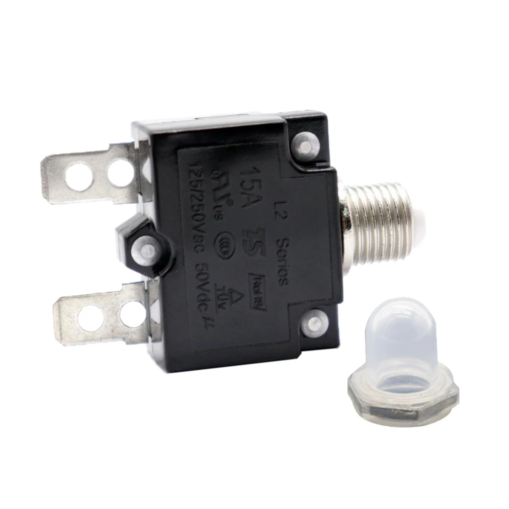Circuit Breaker 15AMP Push Button Resettable Thermal Panel Mount 125/250V |