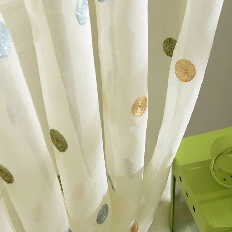 Круглая вышитая прозрачная занавеска тюлевые шторы в Корейском стиле для