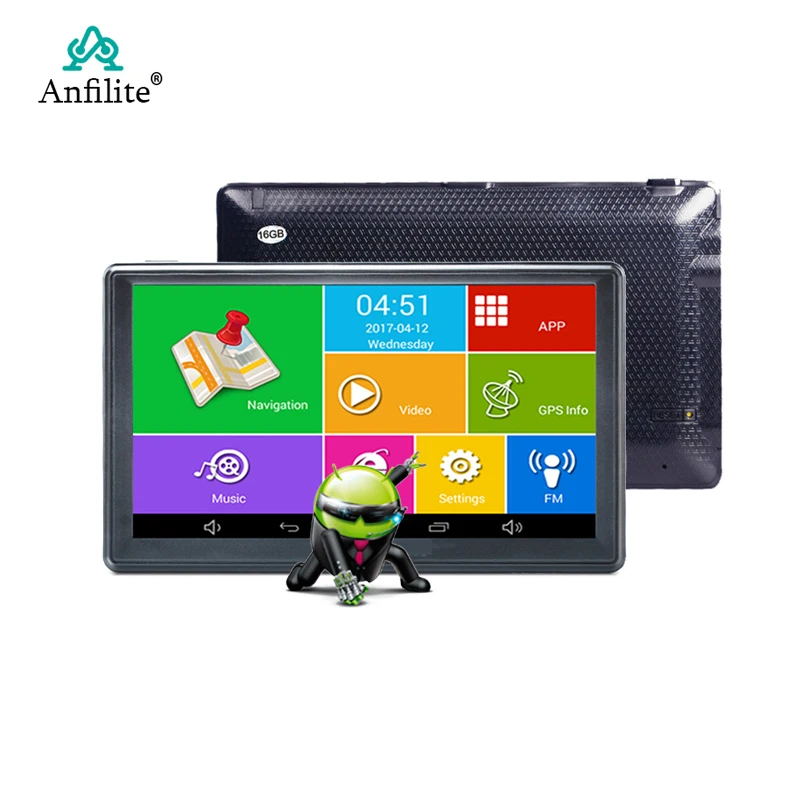 Anfilite 7 дюймовый емкостный экран DDR 512M rom 16GB Автомобильный gps-навигатор Android 4.4.2 wifi gps навигатор для грузовиков с тыловой камерой