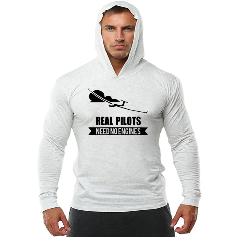 

Футболка мужская хлопковая с длинным рукавом, брендовая рубашка с капюшоном, с дизайном Real Pilots, Sailplane или Glider