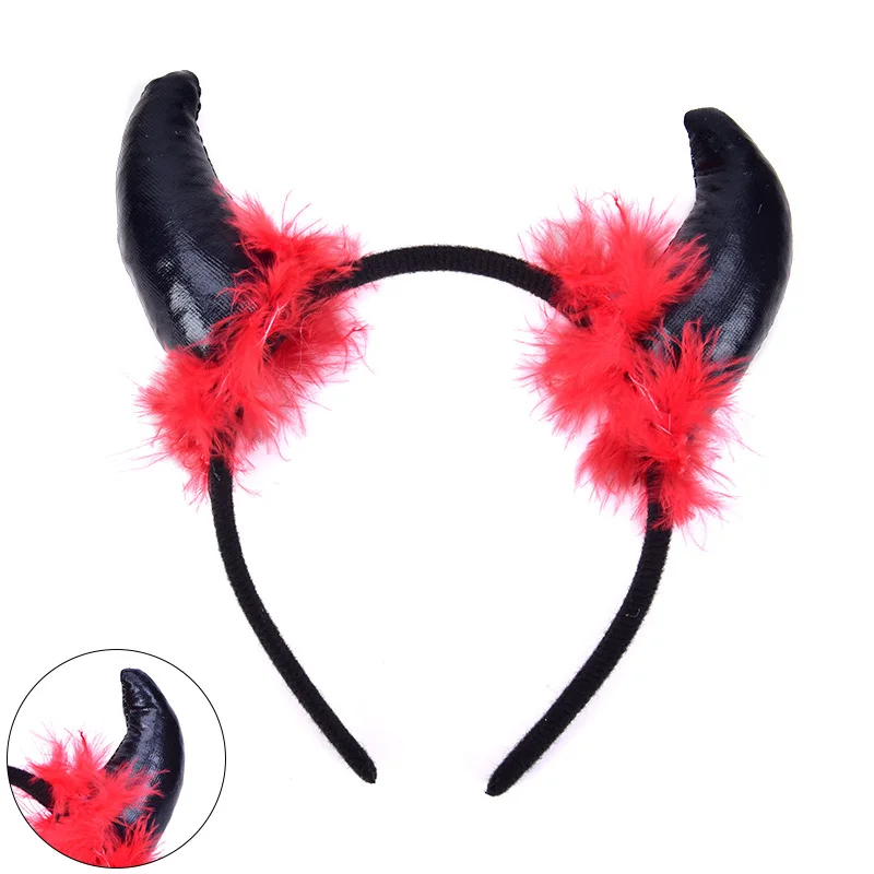 Обруч для волос на Хэллоуин праздничный костюм дьявола вечерние обручи пушистая