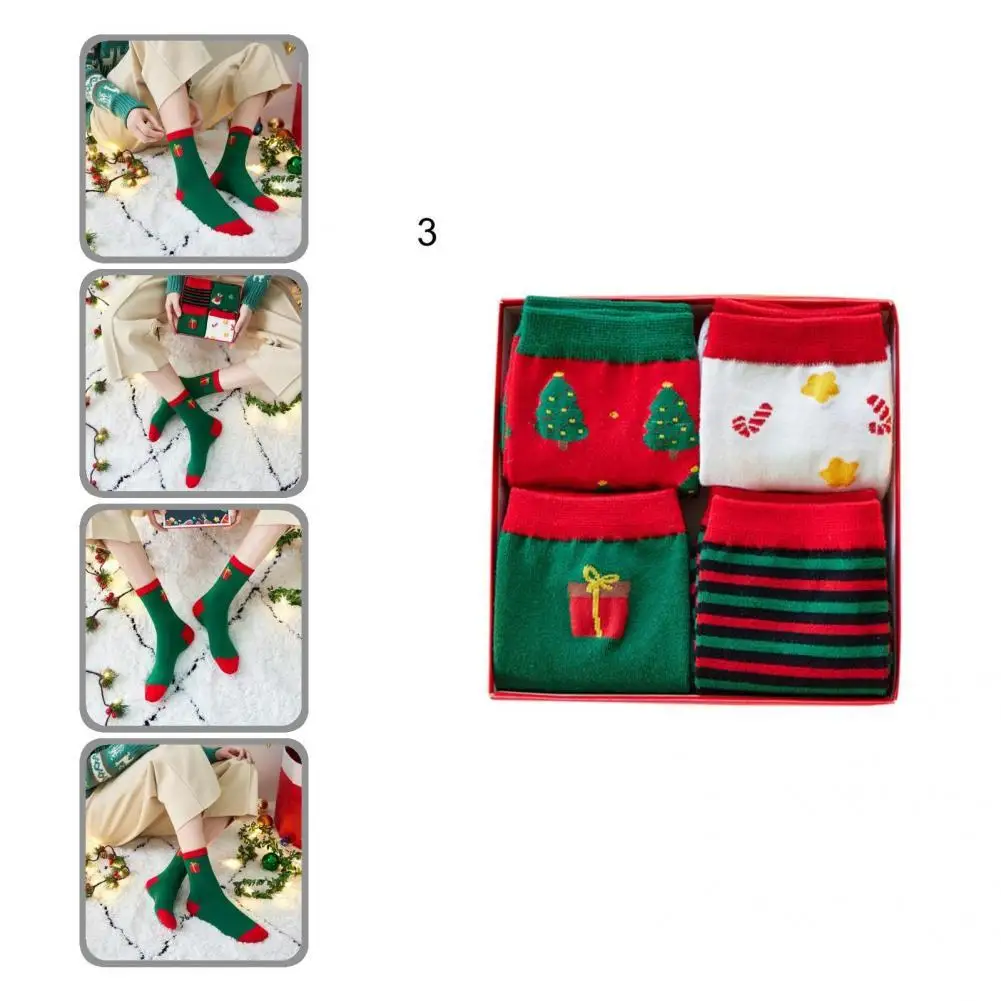 

Exquisite 4 Pairs Useful Christmas Favor Printing Women Socks Universal Women Socks Adorable for Girl