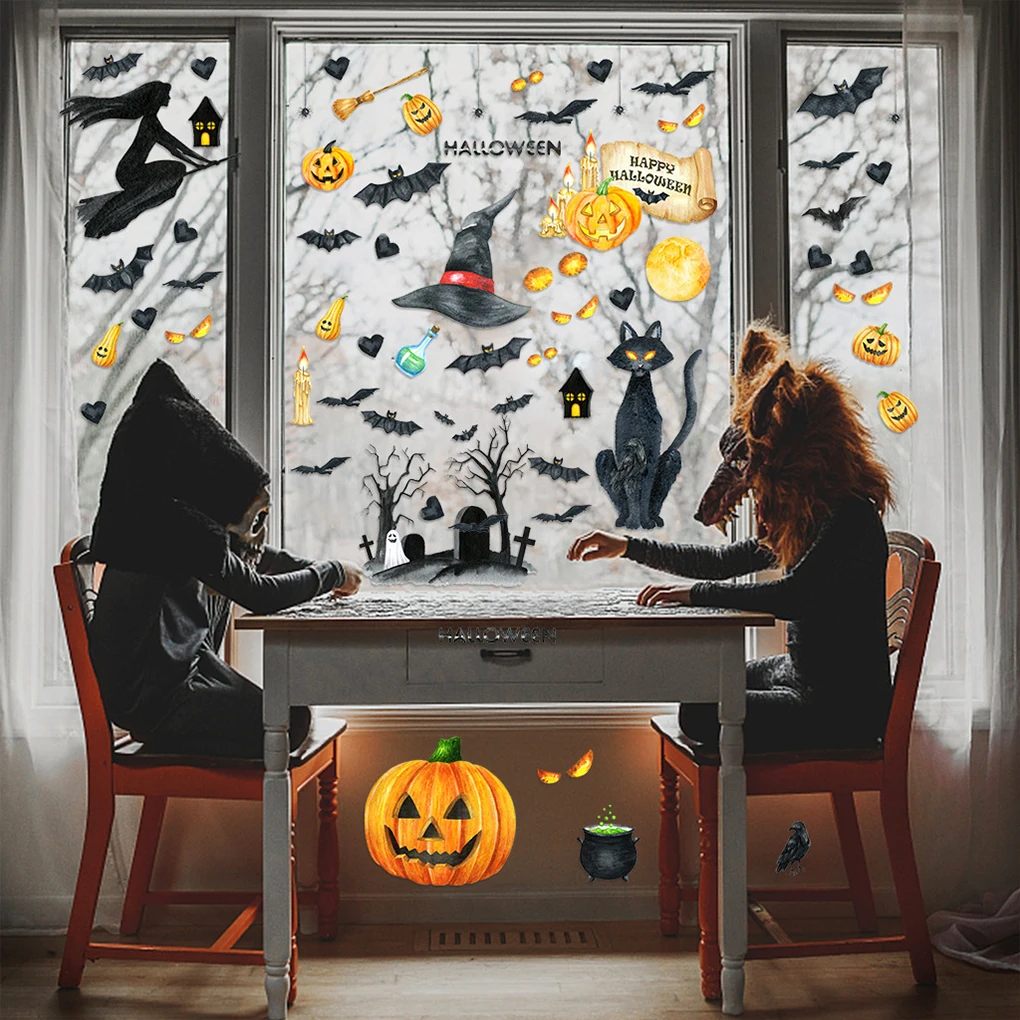 6 листов Съемные Наклейки на окна Хэллоуин |