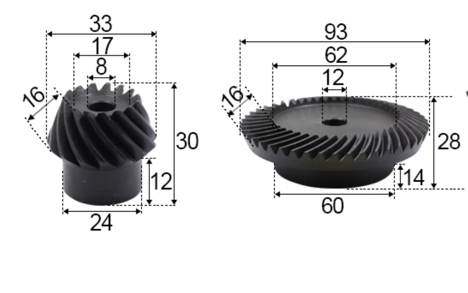 

2M-15 / 45 зубчатая 1: 3 Коаксиальная спиральная коническая шестерня