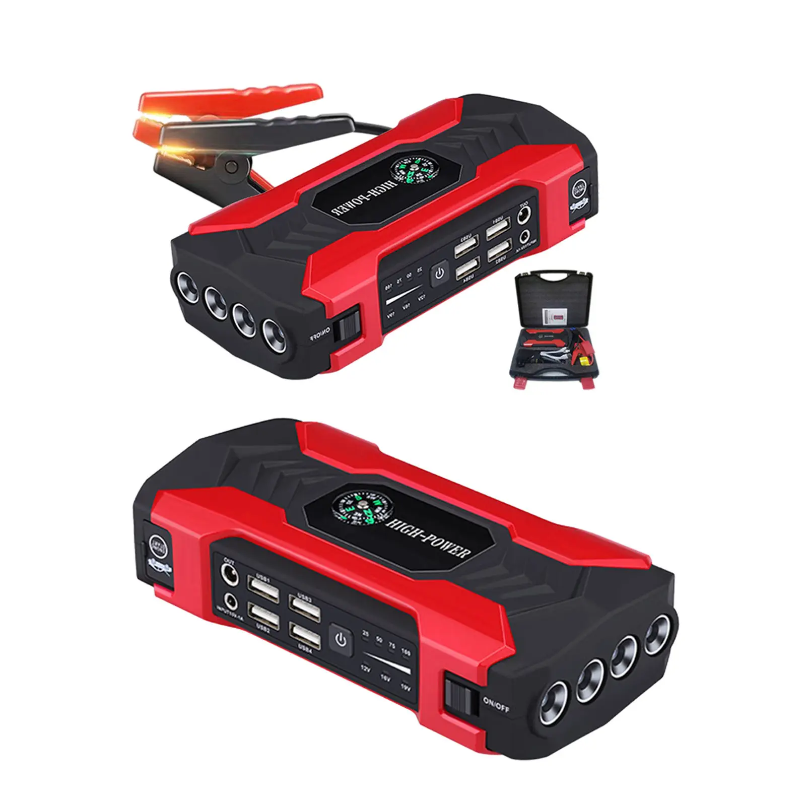 

12V Car Jump Starter Portable Peak 400A 10000mah Charger Power Bank 4 USB Port Battery Booster LED Flashlight