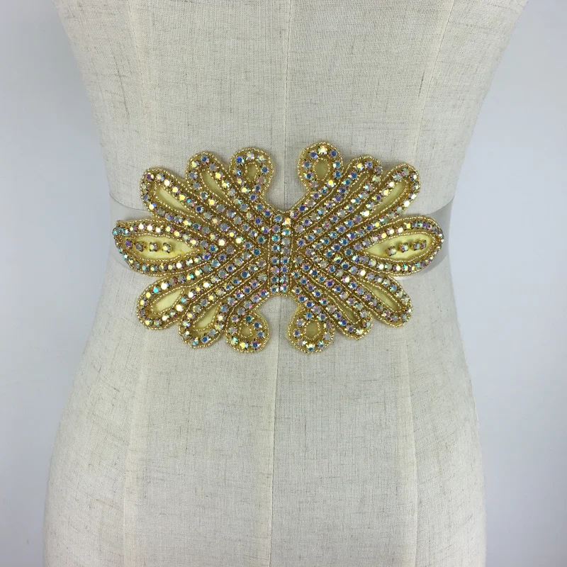 Аксессуары для свадебного платья Золотые стразы Винтажные бусины кристаллы Пояс