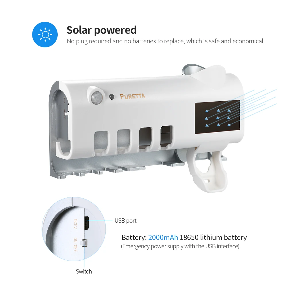 1 2 Вт УФ Солнечная зубная щетка аксессуары для ванной стерилизатор стойка
