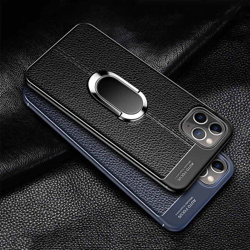 OceSap для iPhone 11 Pro Max чехол Роскошный кожаный магнитный кольцевой кронштейн задняя крышка для iPhone X XR XS Max 7 8 Plus чехол Coque